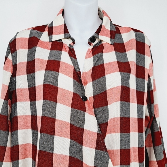 Rag & Bone Camille Plaid Faux Wrap Casual Blouee Size Medium‎ - Picture 5 of 8